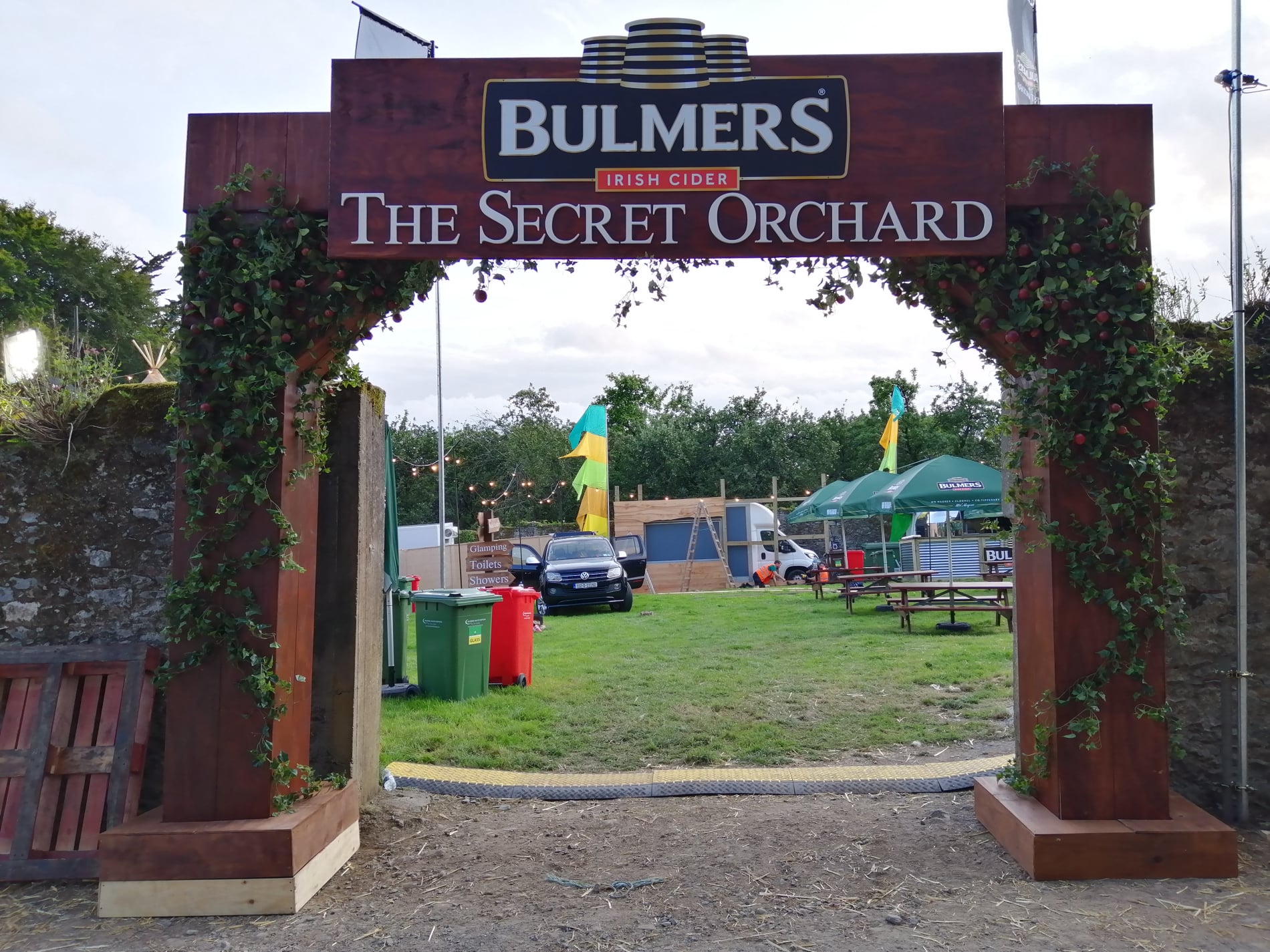 Rustic festival entrance arch